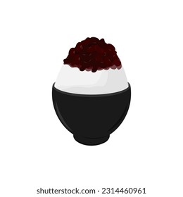 Bingsu Bingsoo Red Bean Shaved Ice Illustration Logo Served in a Bowl