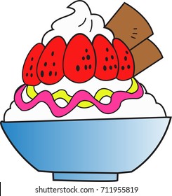 Bingsu cartoon vector illustration, isolated on white background.