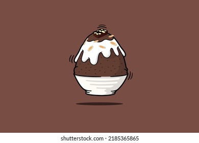 Bingsu Chocolate milk on top brownie and macadamia