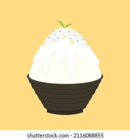 Bingsu is Korean dessert. Bingsu logo design. Bingsu icon vector.