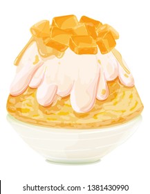 bingsu mango, Korean dessert,  vector illustration - Vector