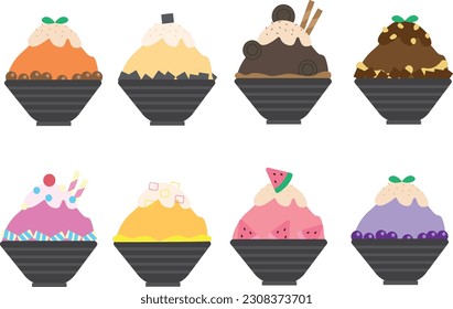 Bingsu menu, many flavors for consumers to choose from. There are many flavors such as Thai tea, milk tea, and sweet melon.