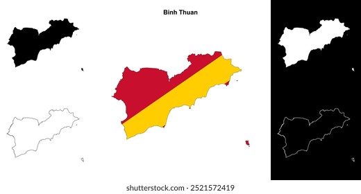 Binh Thuan blank outline map set