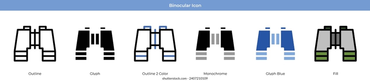 Vector de conjunto de iconos del ejército binocular