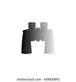Binocular - black vector icon;  halftone illustration