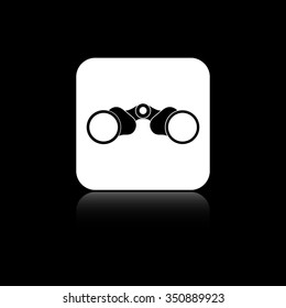 Binocular - black vector icon on the white button