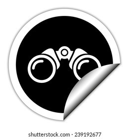 Binocular  - black  vector icon. Round sticker.