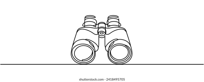 binocular continuous single line drawing. Vector illustration