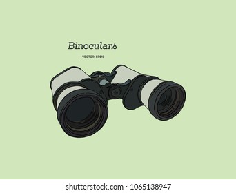 Binocular , engraved hand drawn in sketch for exploring and discovering.