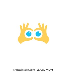binokulares Auge aussehen Symbol Spaß Geste mit Hand-Symbol Logo Vektor 