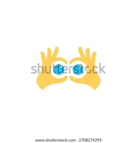 binocular eye look symbol fun gesture with hand symbol logo vector 