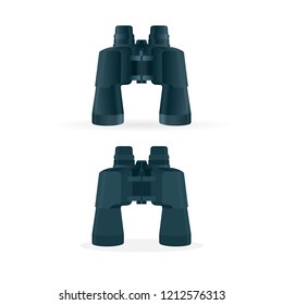 Binocular. Binocular flat and realistic vector illustrations set.