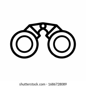 Binocular Front View In Black And White Vector Isolated For Sign, Logo, Apps Or Website