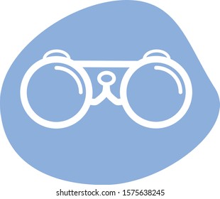 Binocular glasses isolated vector icon. Lenses white and blue.