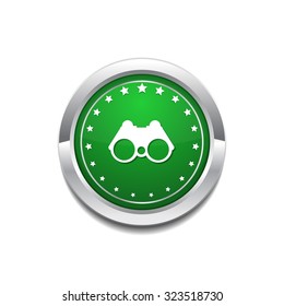 Binocular Green Vector Icon Button