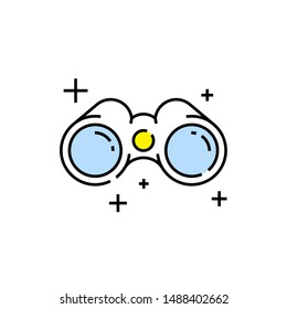 Binocular icon. Binoculars symbol. Optical zoom instrument sign. Line icon vector illustration.