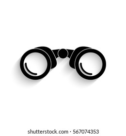 Binocular icon - black vector illustration with  shadow