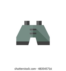 Binocular icon in flat color style. Instrument equipment military distance zoom object lens optical