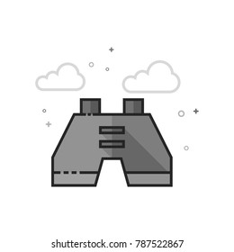 Binocular icon in flat outlined grayscale style. Vector illustration.