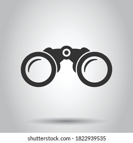 Binocular icon in flat style. Search vector illustration on white isolated background. Zoom business concept.