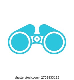 Binocular icon, Isolated on white. Blue icon