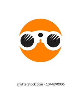 Plantilla vectorial de diseño de logotipo de icono binocular
