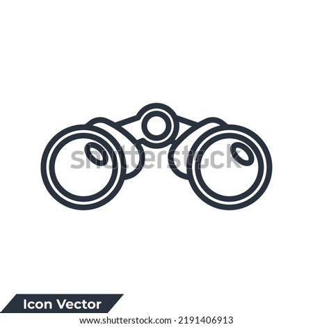 binocular icon logo vector illustration. discover symbol template for graphic and web design collection