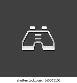 Binocular icon in metallic grey color style. Instrument equipment distance