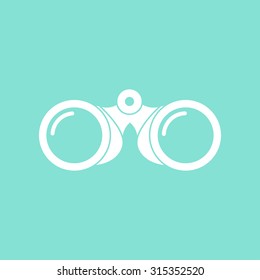 Binocular  icon n a green background, flat design. Vector illustration.
