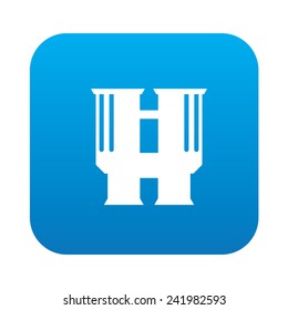 Binocular icon on blue button background,clean vector