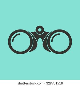 Binocular  icon  on green background. Vector illustration.