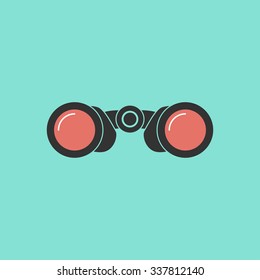 Binocular  icon  on green background. Vector illustration.