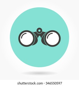Binocular  icon  on green background. Vector illustration.