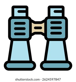 Binocular icon. Outline binocular vector icon color flat isolated
