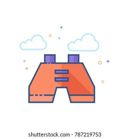Binocular icon in outlined flat color style. Vector illustration.