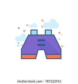 Binocular icon in outlined flat color style. Vector illustration.