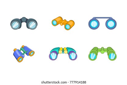 Binocular icon set. Cartoon set of binocular vector icons for web design isolated on white background