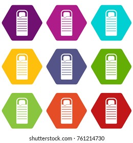 Binocular icon set many color hexahedron isolated on white vector illustration