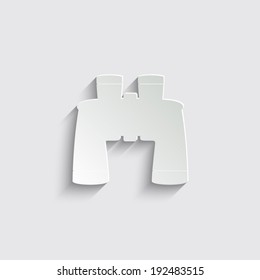 Binocular icon with shadow on a grey background