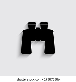 Binocular icon with shadow on a grey background