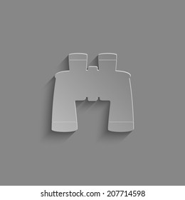 Binocular icon with shadow on a grey background
