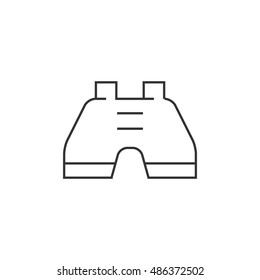 Binocular icon in thin outline style. Instrument equipment military distance zoom object lens optical