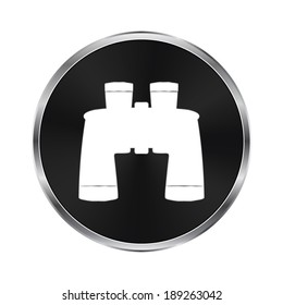Binocular icon - vector brushed metal button