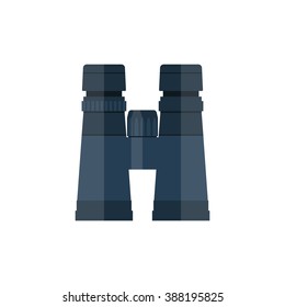 Binocular icon, vector flat design style. Binoculars isolated on a white background.  Vision. Top View of a pair of binoculars. Look. Vector illustration.