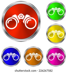 Binocular icon - vector glossy colourful buttons