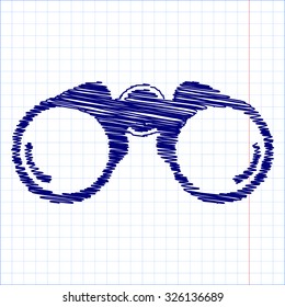 Binocular icon vector illustration with pen effect 