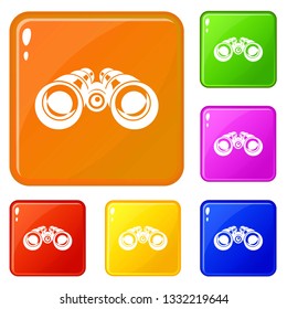 Binocular icons set collection vector 6 color isolated on white background