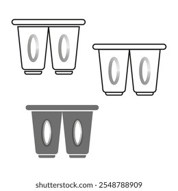 Binocular icons set. Simple optical device. Black and white outlines. Vector viewing tools.