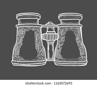 Binocular illustration, drawing, engraving, ink, line art, vector