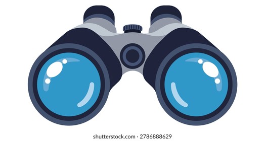 Binocular illustration featuring search vision exploration and observation concept for travel adventure and optical equipment design projects